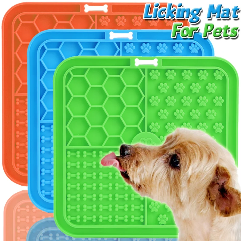 Dog Lick Mat with Suction Cup Slow Feeders Licking Pet Anxiety Relief Cat Training for Yogurt Peanut Butter Pet Feeding Supply