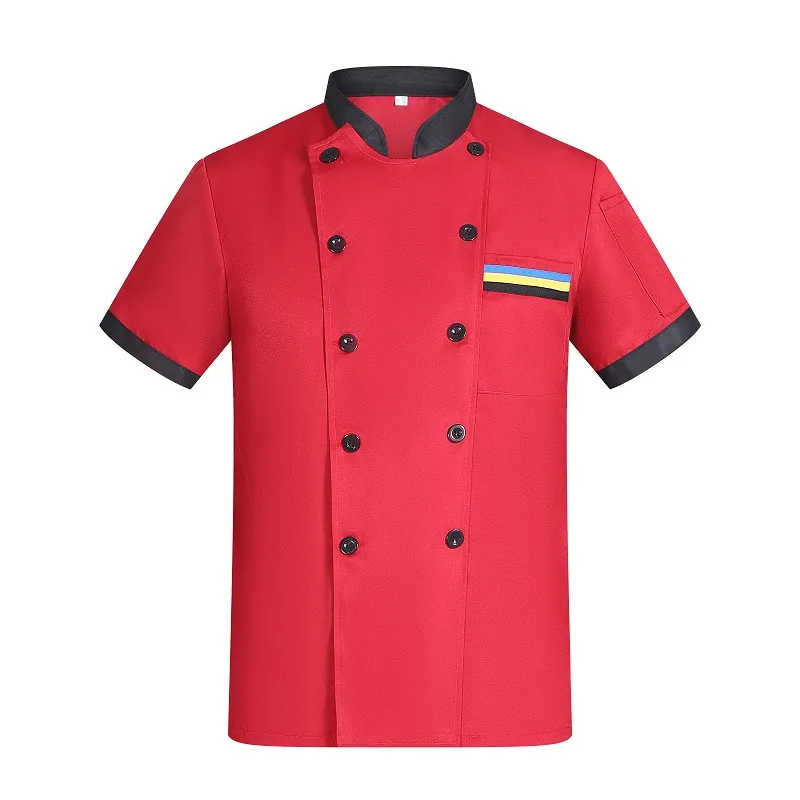 

Chef Uniform Kitchen Bakery Catering Work Cook Short Sleeve Shirt Suitable for Men and Women Chef Jacket Food Service