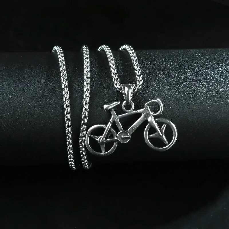 Trend Silver Color Bike Pendant Necklace for Men Trendy Rock Motorcycle Party Casual Jewelry Gift