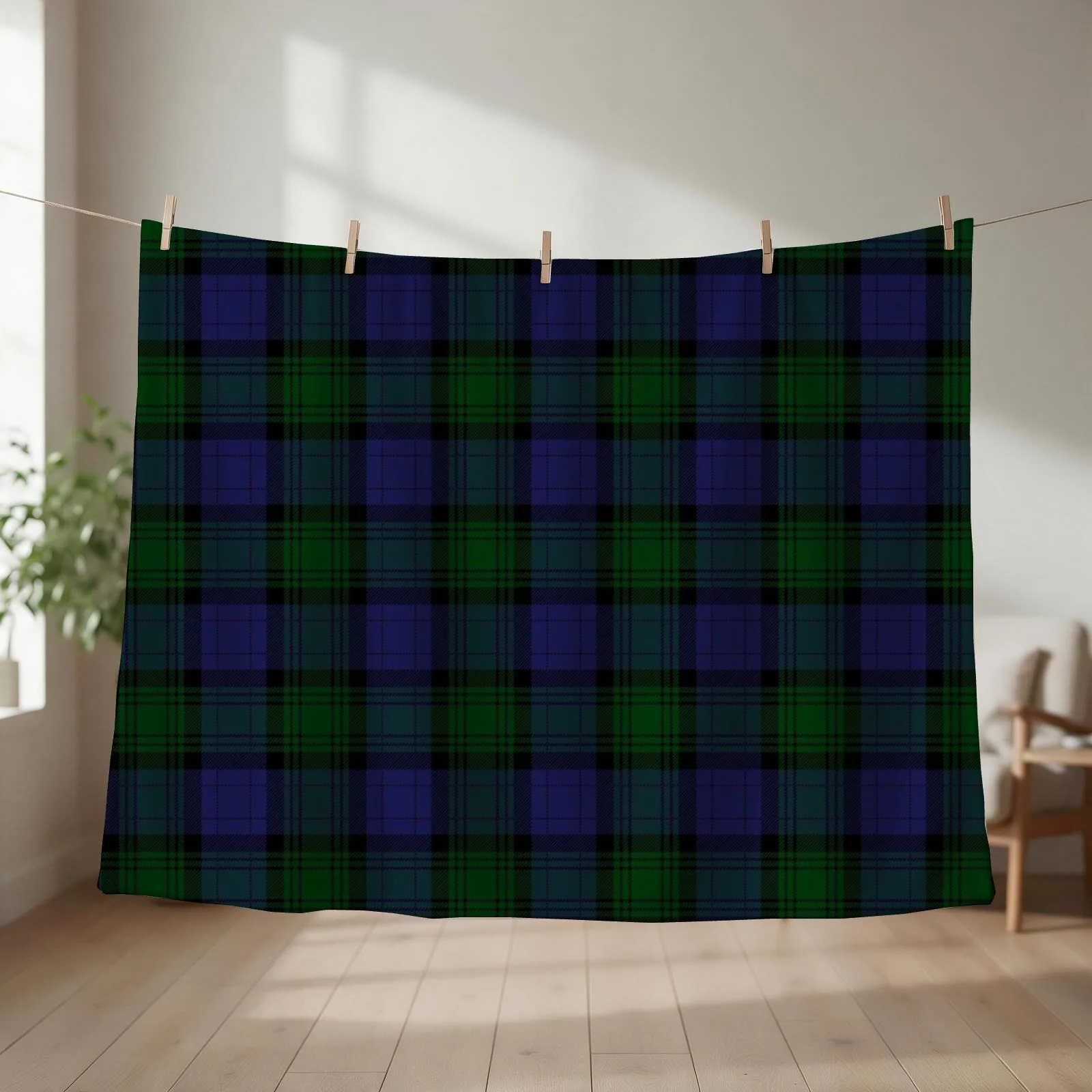 Black Watch Tartan Throw Blanket Nap Baby For Baby Moving Blankets
