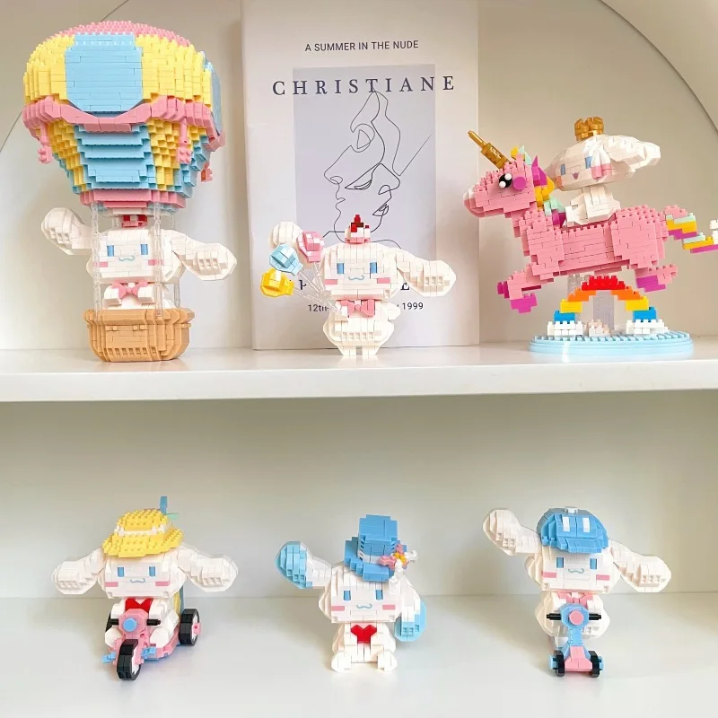 Kawaii Ballon Cinnamoroll Micro Bausteine Sanrio Rainbow Pony 3D Modell Zusammengebaute Mini Ziegel Figur Spielzeug für Geburtstagsgeschenk