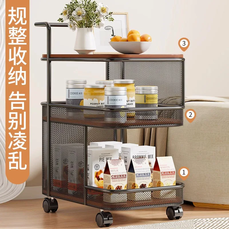 trolley rack floor-to-ceiling multi-layer removable living room for beverages, fruit storage rack, bedroom snack rack