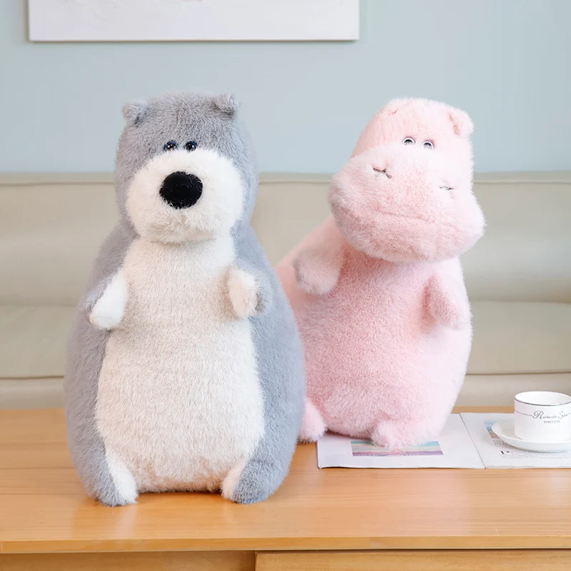 4 Styles Cartoon Dolls Birthday Gifts Room Decor Animation Film Hippo/Polar Bear/Husky/Groundhog Plush Toys