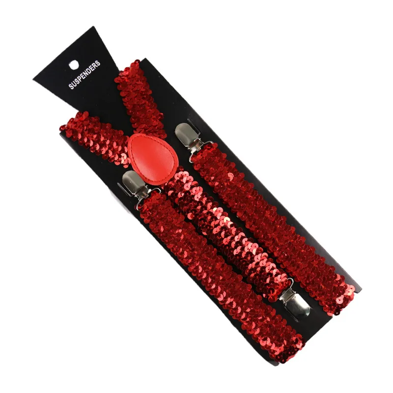 y2k adult suspenders 3 clips ladies sequined fish scale elastic braces fashionable and versatile suspenders performance