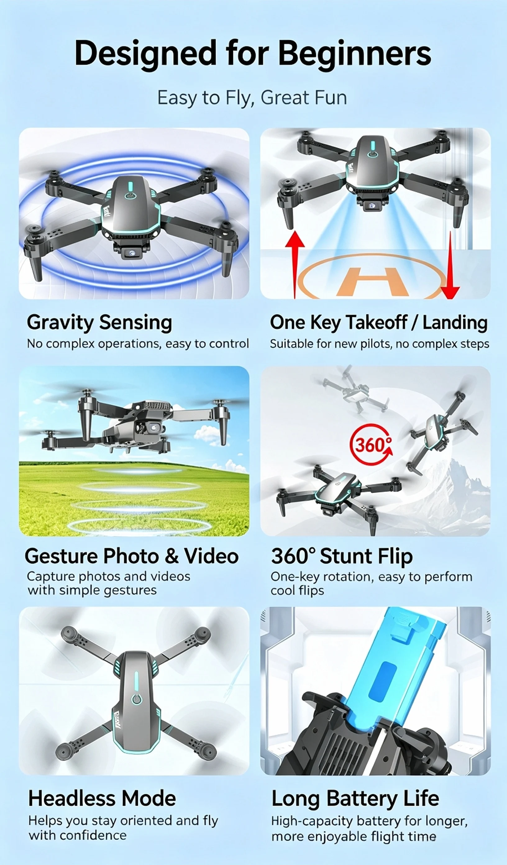 TONGLI Foldable Drone RC Quadcopter with 3.1‑Inch Large‑Screen Remote Control Single‑Camera Aerial Version One‑Key Takeoff Gesture Photo Headless Mode Long Battery Life Long‑Range Portable FPV Aircraft for Teen & Adult Beginners Ideal Photography Gift
