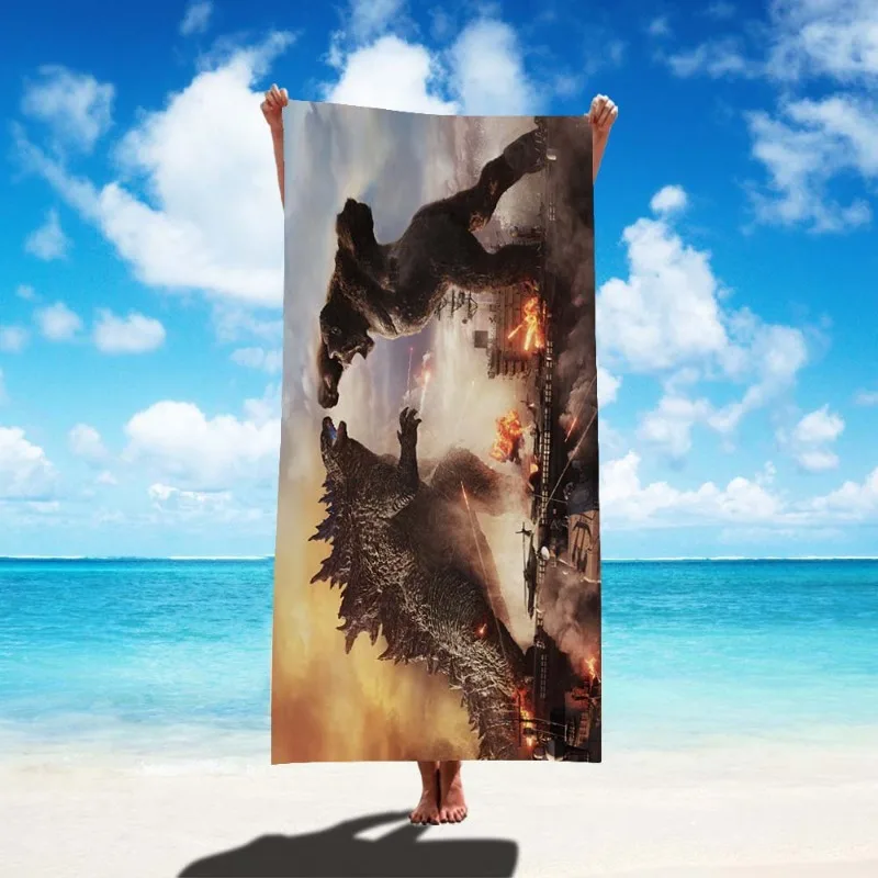 New Godzilla Vs King Kong Beach Towels Oversized Movie 3D Print Fashion Summer Travel Bath Towel Quick Dry Swimming Towel view 4