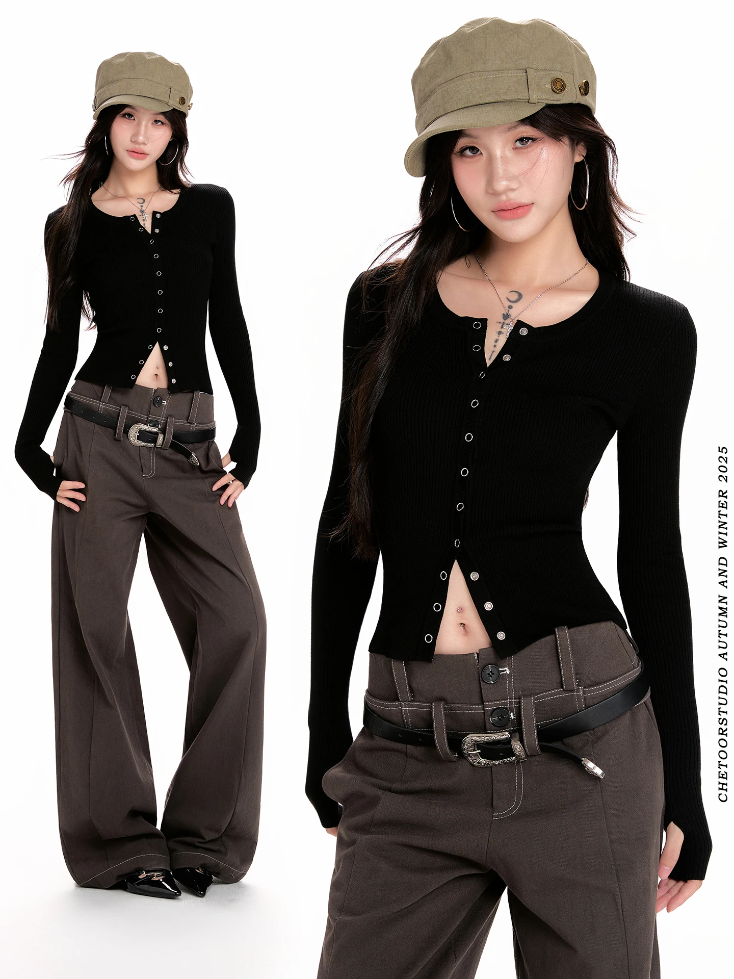 

Bla Long Sve Knitted Cardigan Women's Slim Fit Inner Wear ort Sle Spring Autumn New Arrival Girls' Open Front Top