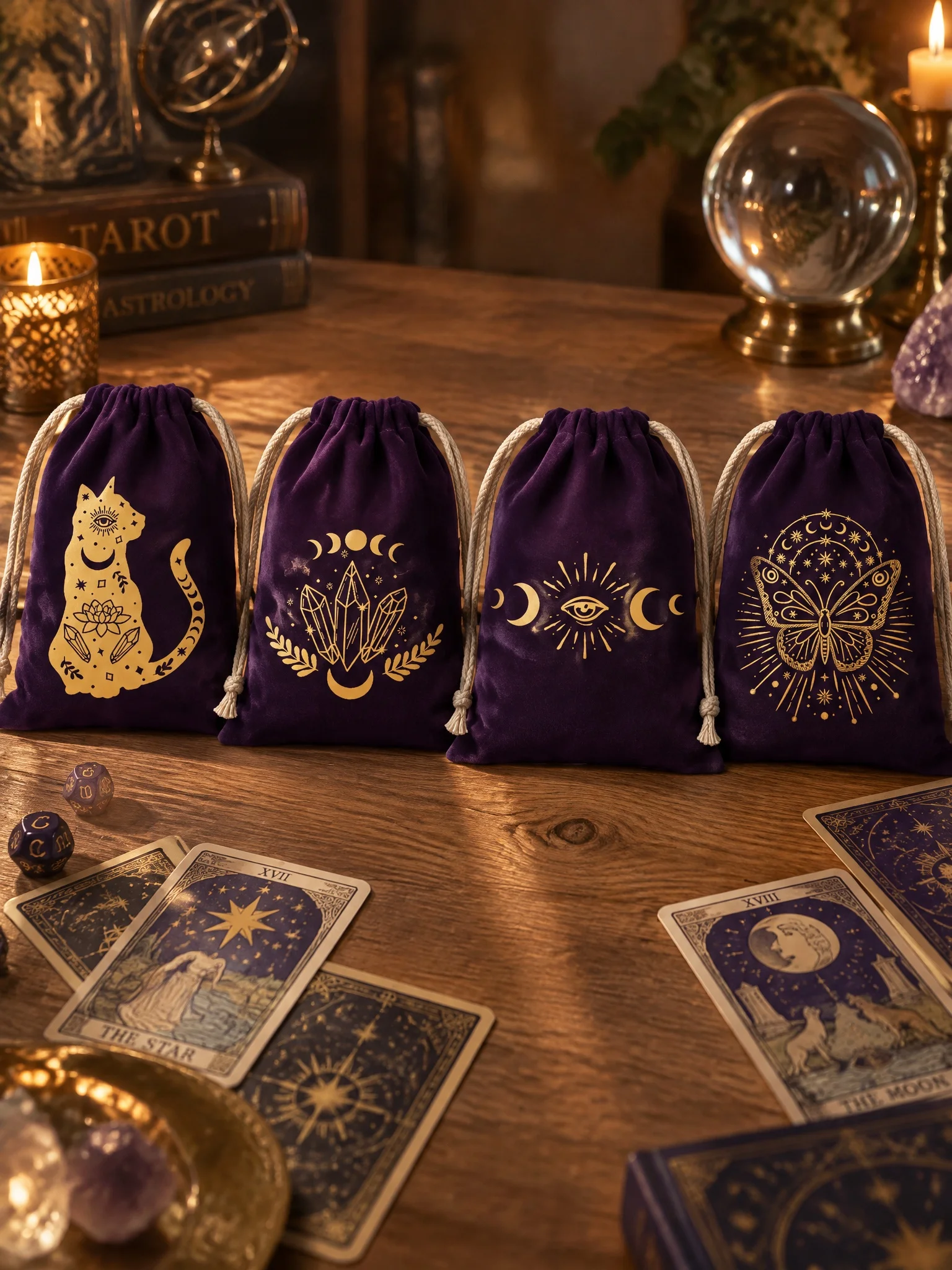 19x24cm Tarot Storage Velvet Bag Drawstring Suede Pocket Board Game Card Package Witchcraft Supplies for Altar Tarot Box