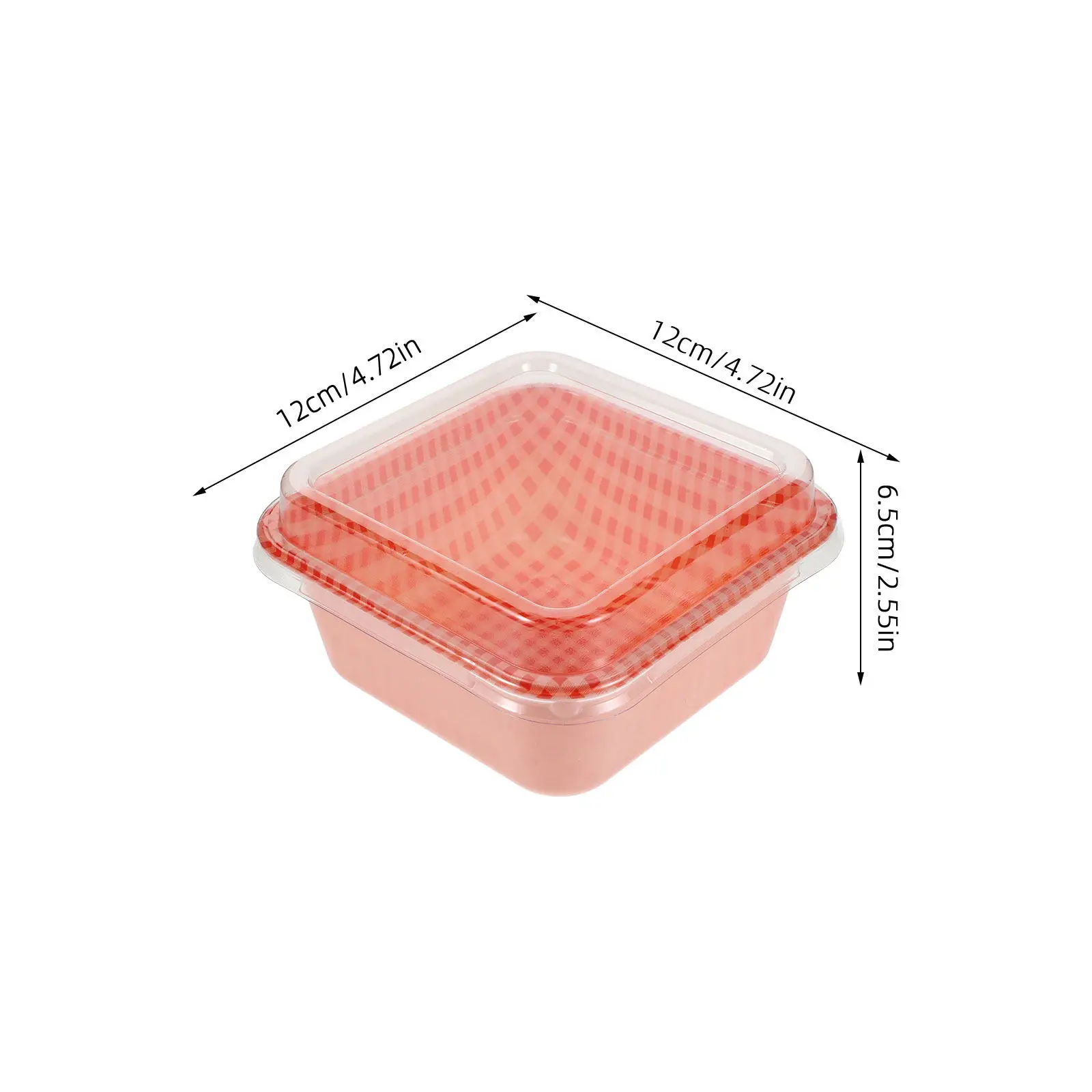 50Pcs Bakery Boxes Square Food Box 4.72x4.72x2.55in Elegant Plaid Disposable Cake Packaging for Valentine Day Birthday Party