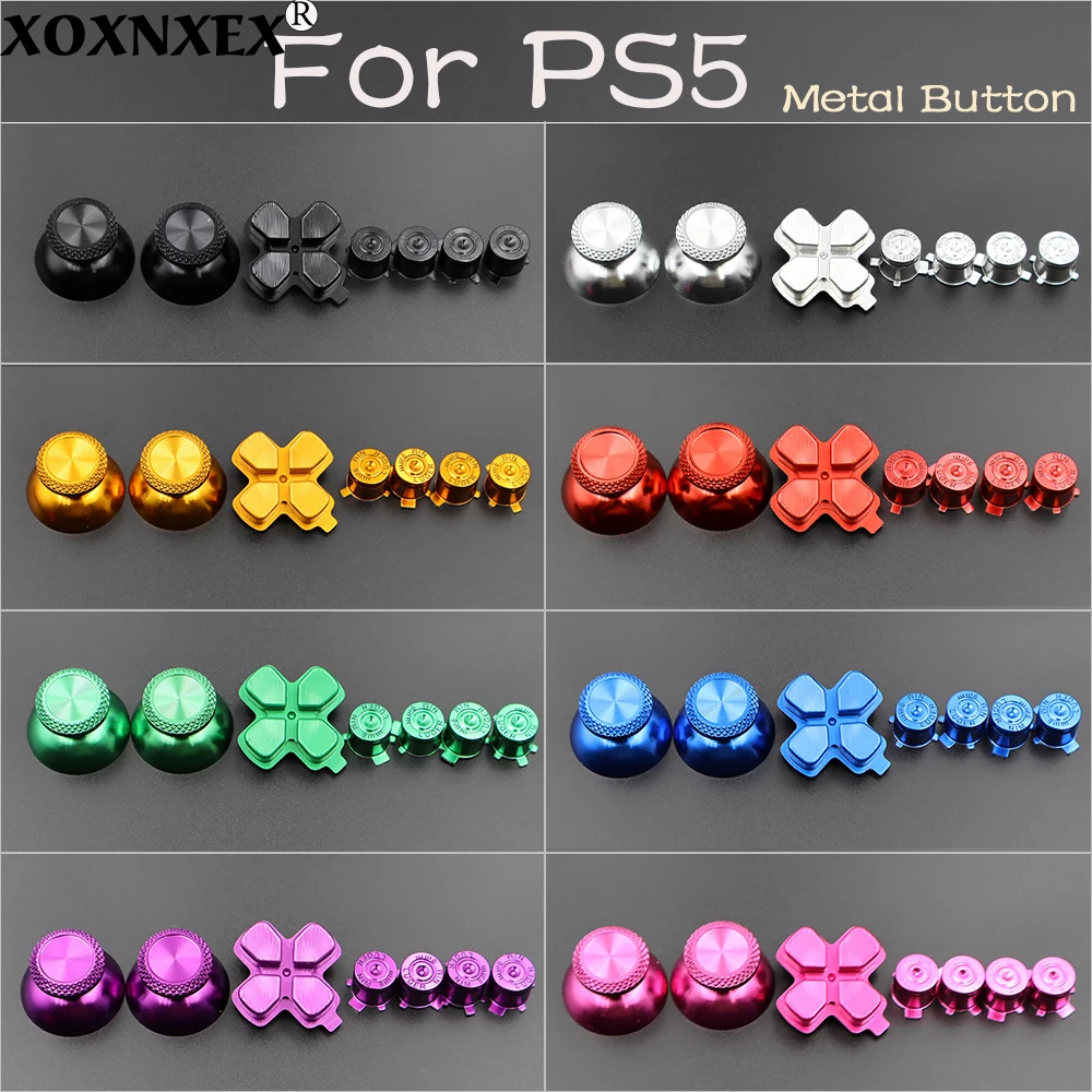 Metal Buttons Thumbsticks Set For PS5 DualSense Wireless Controller, Aluminum Alloy D-pad ABXY Action Buttons Replacement Kit