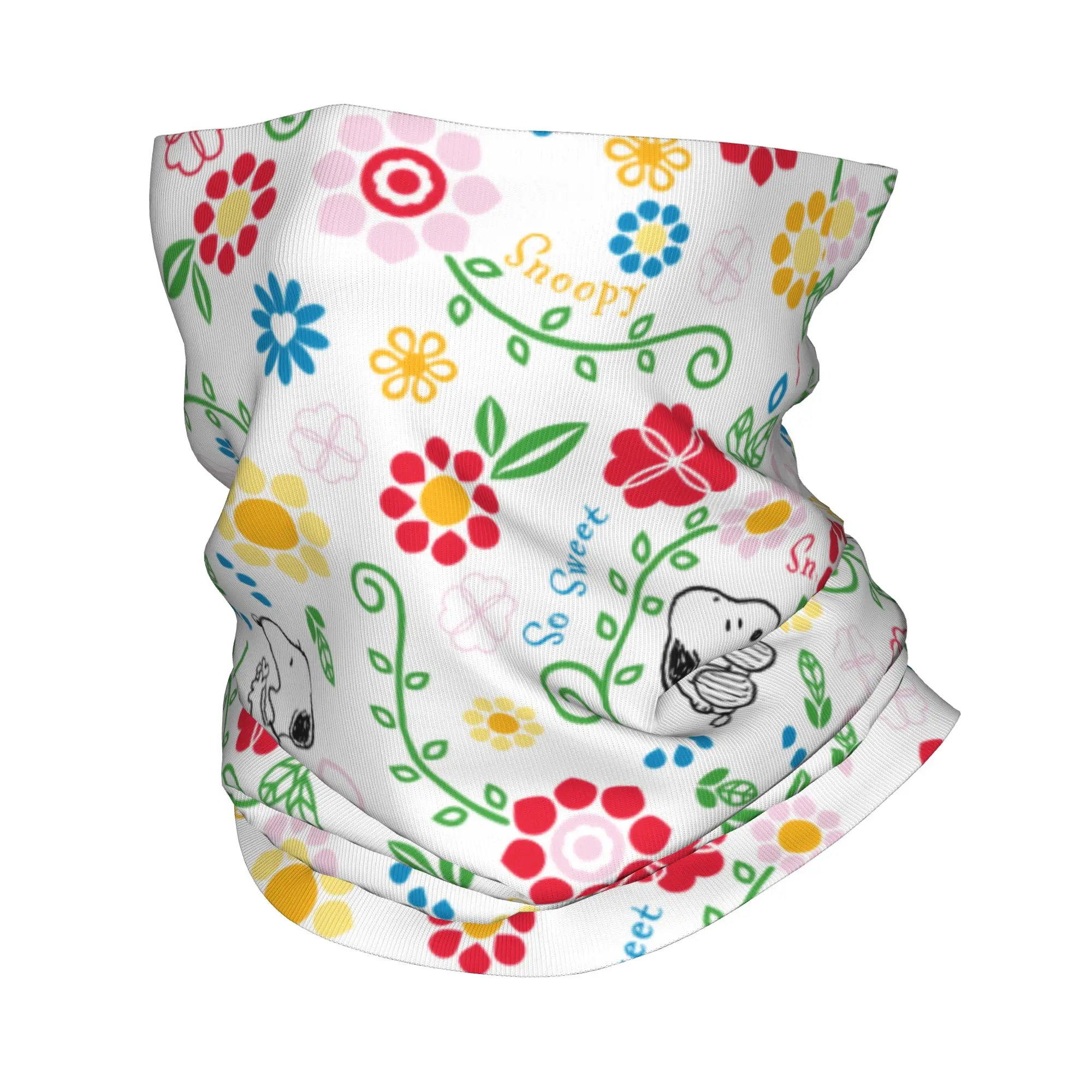 

Snoopys So Sweet Flower Pattern Bandana Neck Cover Printed Magic Scarf Multi-use Headwear Cycling for Men Women Adult Winter