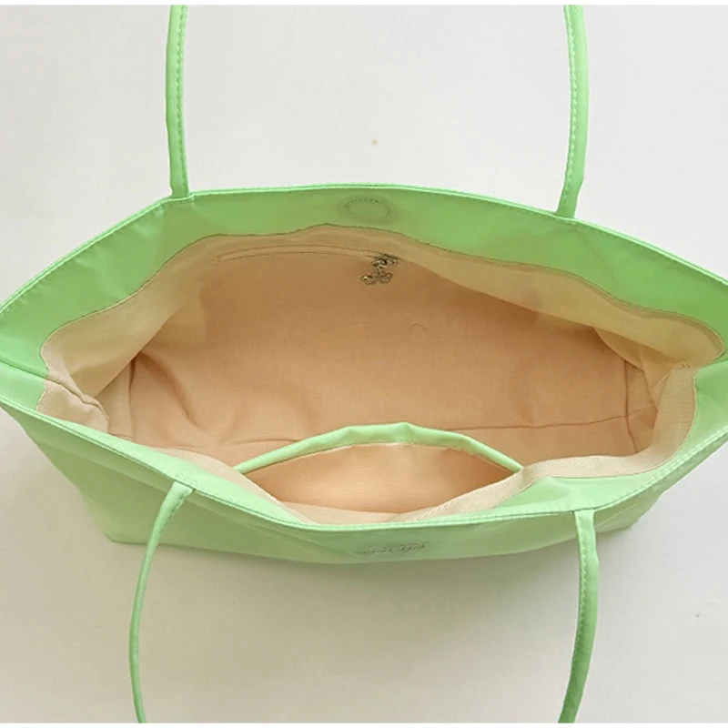 Kawaii Yellow Green Satin Shoulder Bag Ladies Silver Star Pendant Decor Long Handle Small Tote Purse Summer Daily Travel Handbag view 6