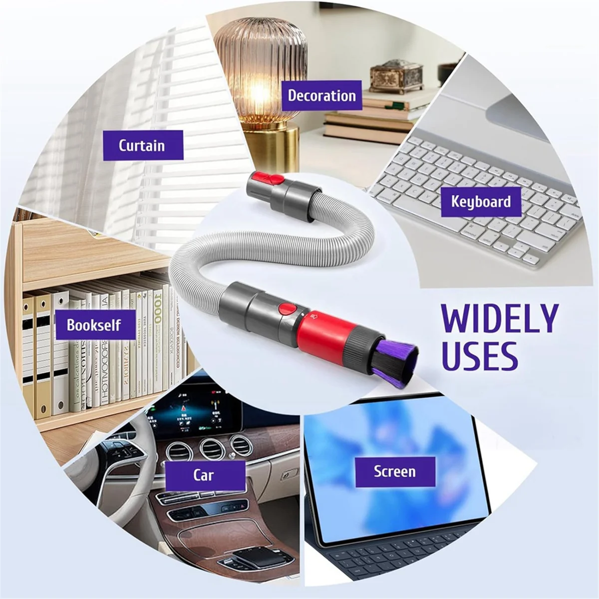 Dusting Brush + Flexible Extension Hose for V7 V8 V10 V11 V15 Vacuum Cleaner Self-Cleaning Soft Bristles Parts