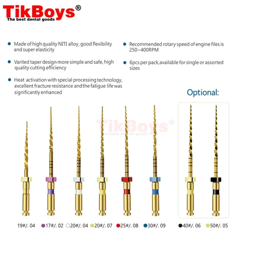 Imagen 2 del producto Limas flexibles de oro Dental SX-F3, limas rotativas Endo, endodoncia dorada, 19/21/25mm, níquel Titainium F5, Material de conducto radicular para odontología