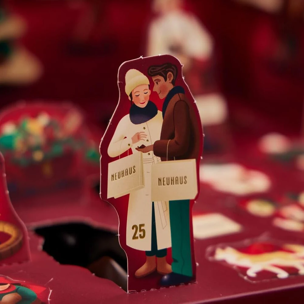 Christmas Gift Box Advent Calendar Empty Paper Countdown for Chocolate Candy Embossed and Matt Laminated Printing