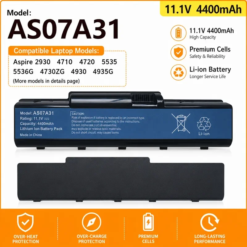 Applicable to Acer 4710 4720 4730 4736Z 4920G 5735Z AS07A31 battery