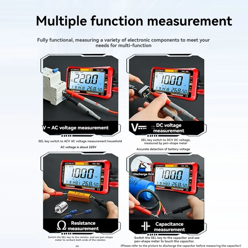 Testeur de mesure de mise hors tension en temps réel, multimètre intelligent, ampèremètre AC, DC, voltmètre, outil de test multimètre numérique, 613 points, 4000