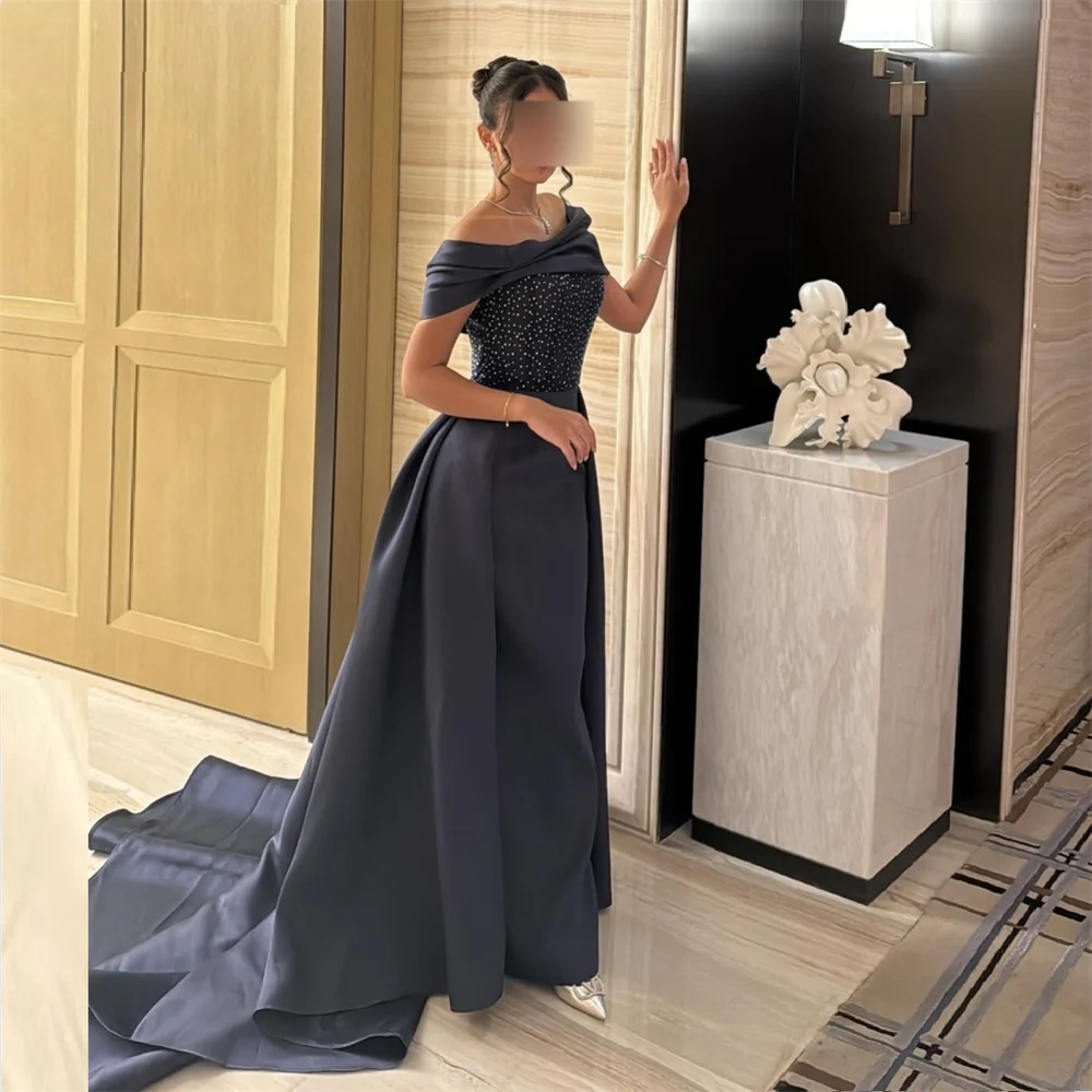 Customized Evening Gown Formal Prom Dress Dearin Off-the-shoulder Ball Floor Length Skirts Draped Bead Ruffle Bespoke Occasion D