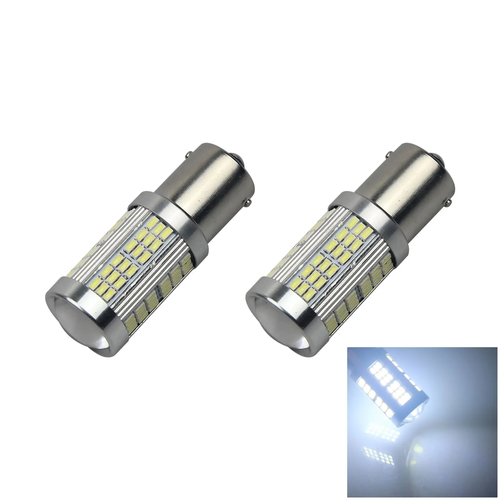 2x White Car 1156 Stop Light Instrument Blub DC 12V-24V 102 3014 SMD LED S25 7506 Z2909