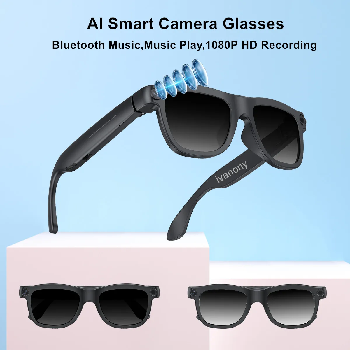 Smart Glasses Color Change with Camera Hands Free Calling Sunglasses  8MP 1080P HD Video Recording Translation AI Sports Glasses