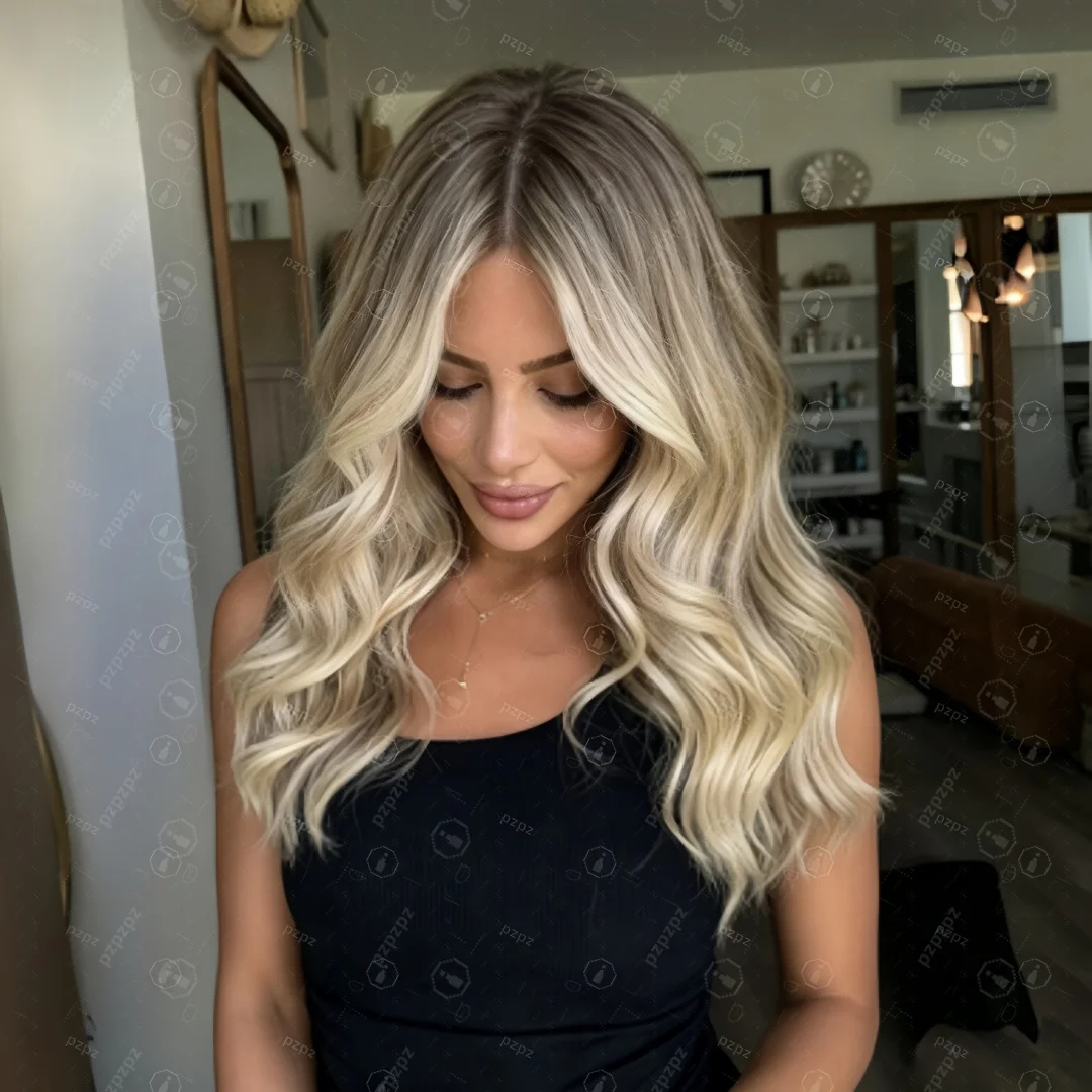 

100%Human Hair Wig | Soft Ombre Blond Wave 150 Density | 13x4 Lace Front with Baby Hair Pre-Plucked | Easy Care for Natural Look