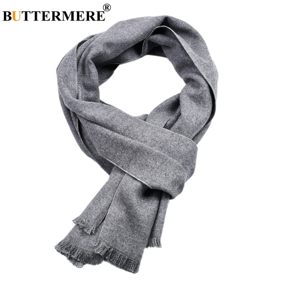 BUTTERMERE Winter Red Men Scarf Solid Cashmere Scarves Tassel British Style Scarf for Men 30cm*180cm