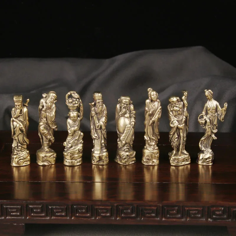 Brass Eight Immortals Cross the Sea Ornaments Antiques Miscellaneous Bronze Statues China-Chic Handicrafts Bronze Ware figures