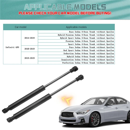 Imagen 2 del producto 2 unids/set soporte de elevación de maletero trasero de coche amortiguador puntal de choque Prop para 2014-2018 Infiniti Q50 sin alerón accesorios de automóvil