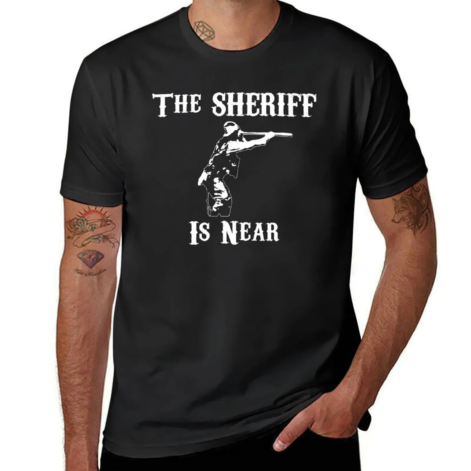 The Sheriff Is Near T-Shirt shirts graphic tees tees heavyweights Men's t shirts