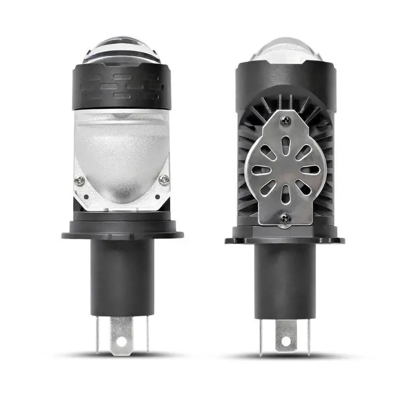 H4 Bi LED Projector Headlight Bulbs Turbo Canbus High Low Beam 6000K Cool White No Flicker for Auto Night Travel