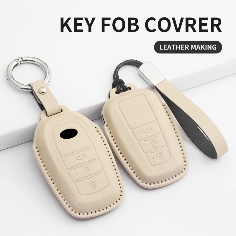 

PU Leather Car Key Cover Accessories For Toyota RAV4 Crown Hilux Fortuner Camry Land Cruiser Prado Remote Fobs Cases Keychain