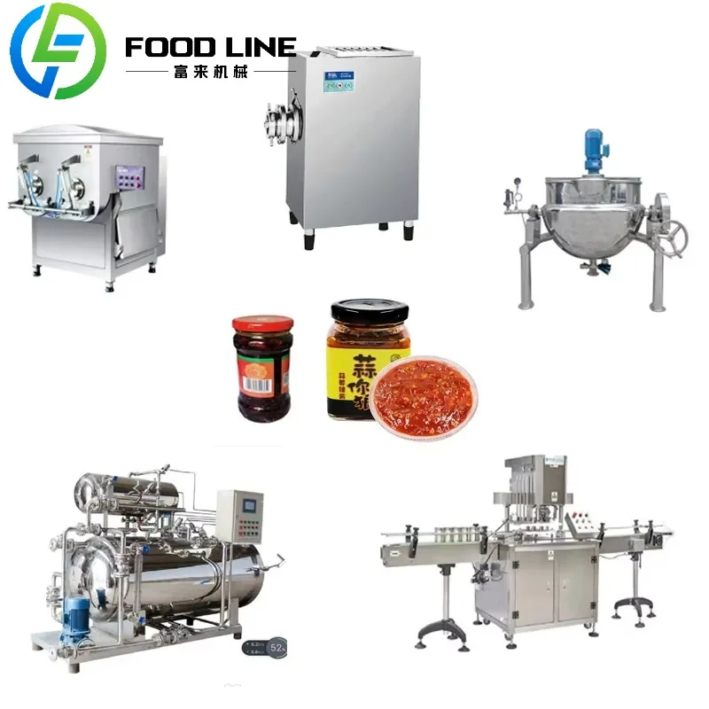 Máquina automática comercial de pasta de chile rojo, línea de producción de salsa de maní picante de chile estilo tailandés