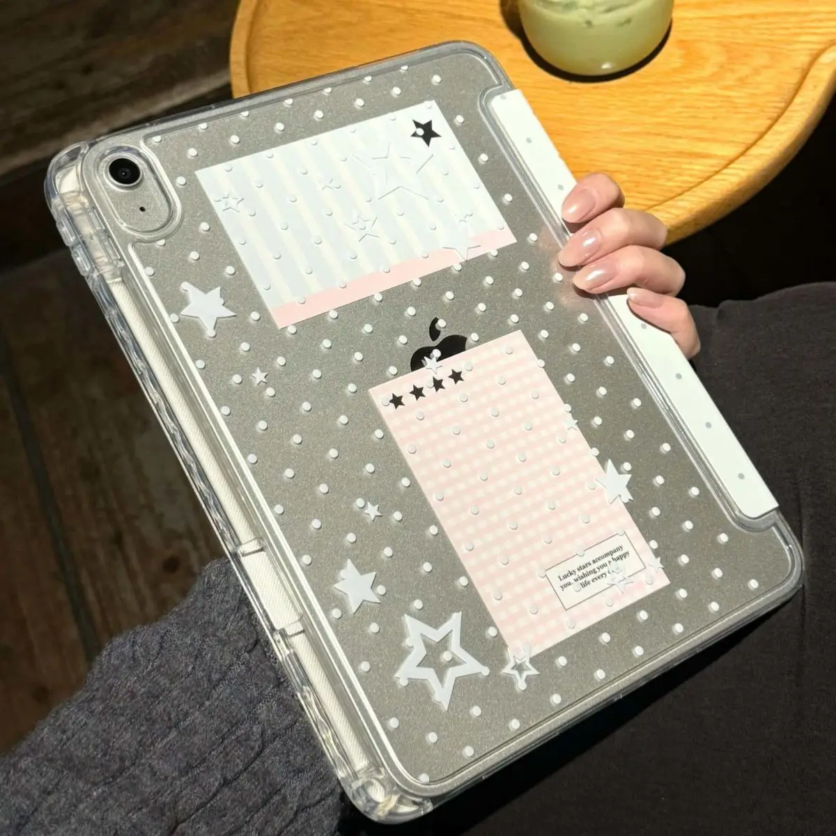 White Polka Dot Star Sticker For iPad Pro Air 13 11 M5 M4 M3 M2 2 1 11th A16 12.9