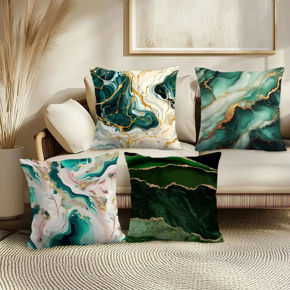 1Pc Personalized Marble Pattern Throw Pillow, Double-Sided Printing Design, Soft Plush Cushion with Insert, Perfect Gift
