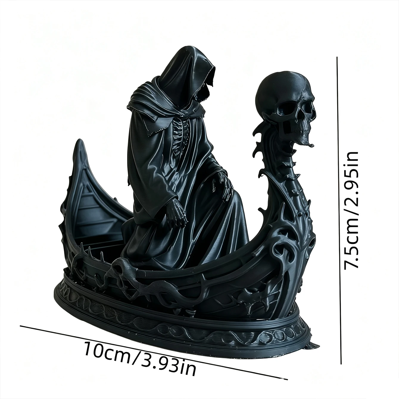 3D‑Printed Charon Ferryman Statue, Black Death Ship Skull Sculpture, Gothic Dark Myth Home Decor, Easter Birthday Souvenir Gift