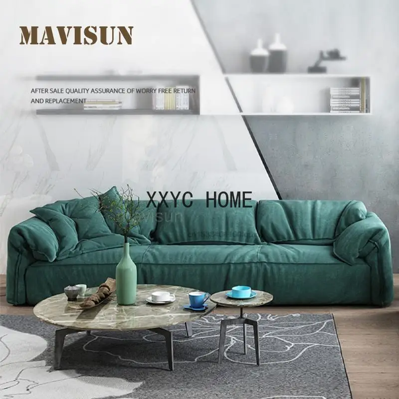 

Nordic Minimalist Modern Fabric Sofa Apartment Small Apartment Three-Person Living Room Complete Creative Designer Villa Sofa