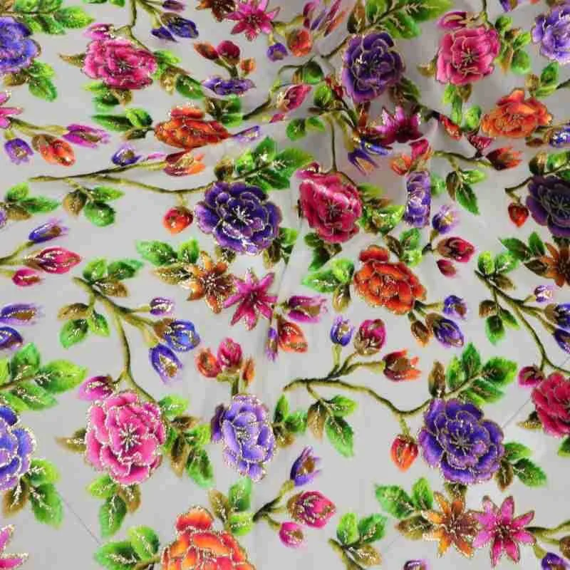 

Silk jacquard velvet bright woven georgette fabric dress cheongsam