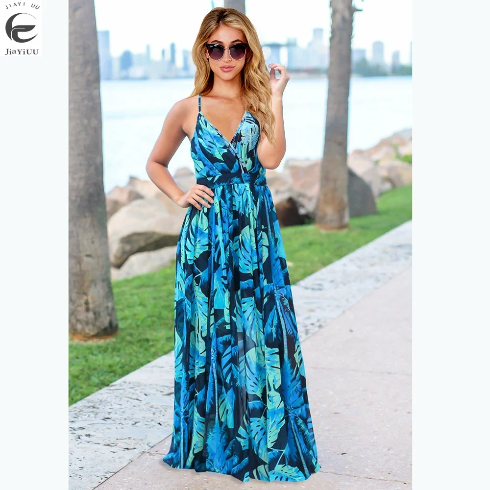 

2024 European and American Spring/Summer New Dresses Bohemian Floral Suspender Long Dresses Amazon Foreign Trade Women's Clothin