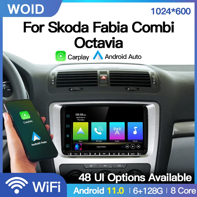 Carplay 2Din Android 11 autoradio lettore multimediale navigazione GPS per VW Volkswagen Seat Skoda Fabia Combi Octavia WiFi Autorad