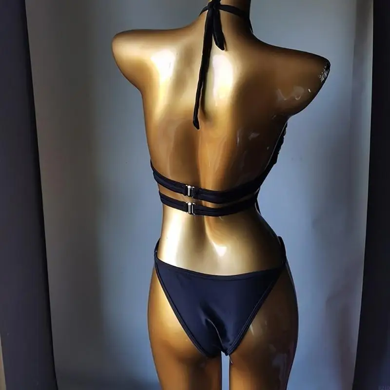 Rhinestones Bathing Suit for Women Cut Out Swimwear Backless Swimming Suit