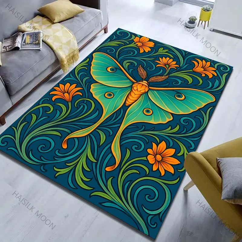 Multi Size Indigenous Patterned Moth Patterns Carpet for Living Room Bedroom Sofa Home Decor Non-slip Floor Mat Play Rugs