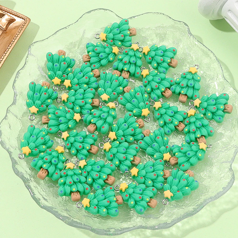 3/12/24/48 قطعة قلادة على شكل شجرة عيد الميلاد الخضراء ، أقراط قلادة ذاتية الصنع ، إكسسوارات هدايا عيد الشكر لعيد الأم #5