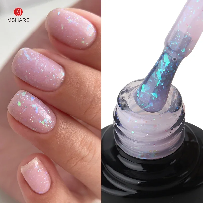 MSHARE Milk Milky White Base Gel Polish Camouflage Color Rubber Base Nail Base Coat 10 ml