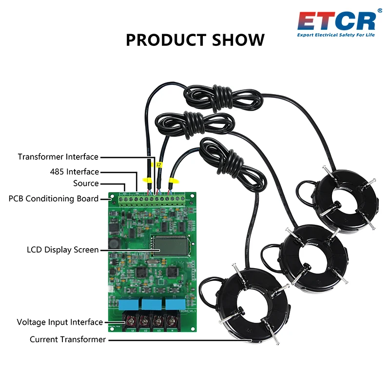 ETCR8340 في الوقت الحقيقي تسرب التيار والجهد على الخط تستر محول الأساسية التأريض المراقبة الحالية 6 قنوات متر
