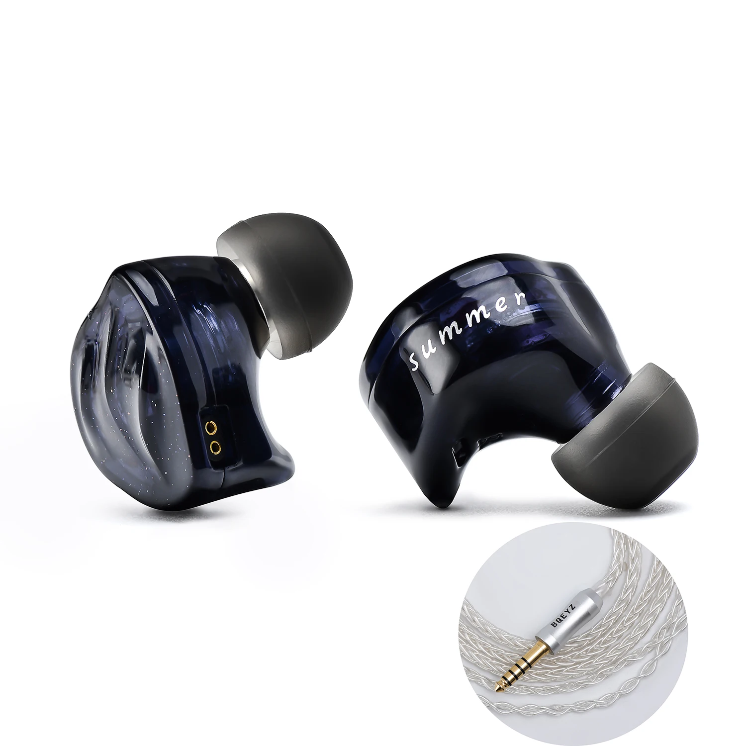 BQEYZ-Écouteurs intra-auriculaires HIFI IEM, 3 membranes hybrides, isolation du bruit avec poignées amovibles, câble de prise 2.5/3.5/4.4mm