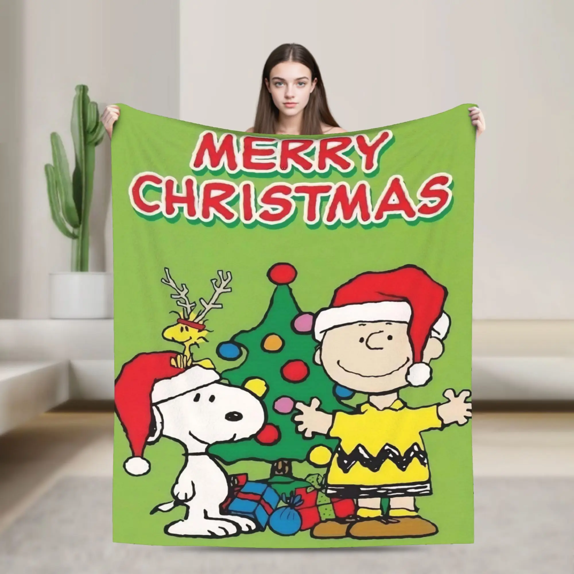 S-Snoopys Xmas  Merry Christmas Blankets  Flannel Awesome Warm Throw Blanket for Bedspread Autumn/Winter