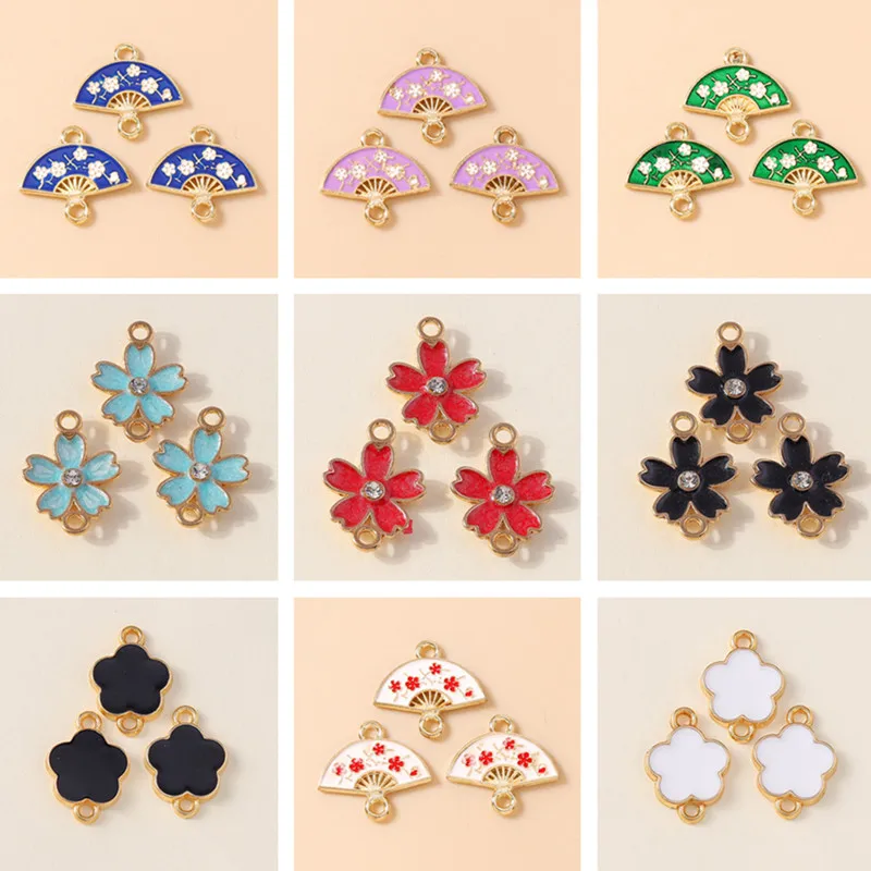 10pcs Cute Mix Colorful Enamel Flower Connectors for Jewelry Making Bracelets Necklaces Earrings DIY Handmade Crafts Accessories