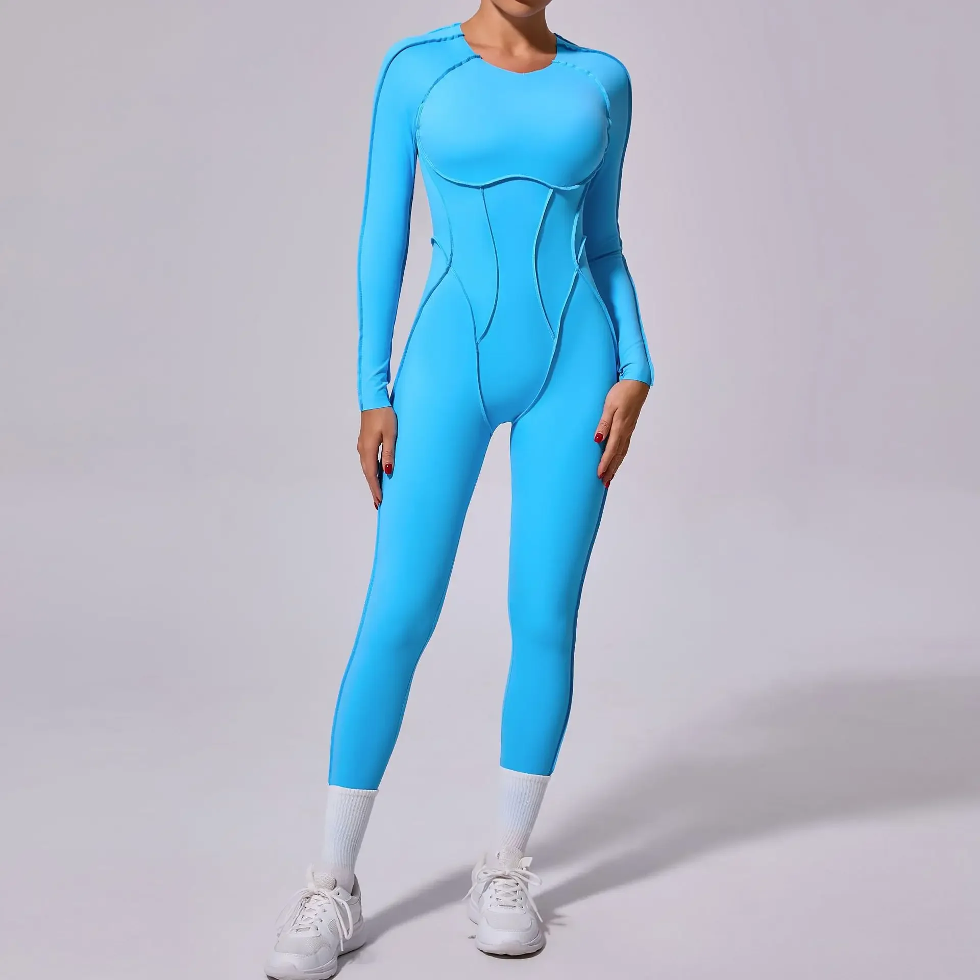 

One-piece Yoga Jumpsuit Women Long Sleeved Set Quick Drying Yoga suit Gym Training Suit Sportswear Bodysuits Women Fitness Set