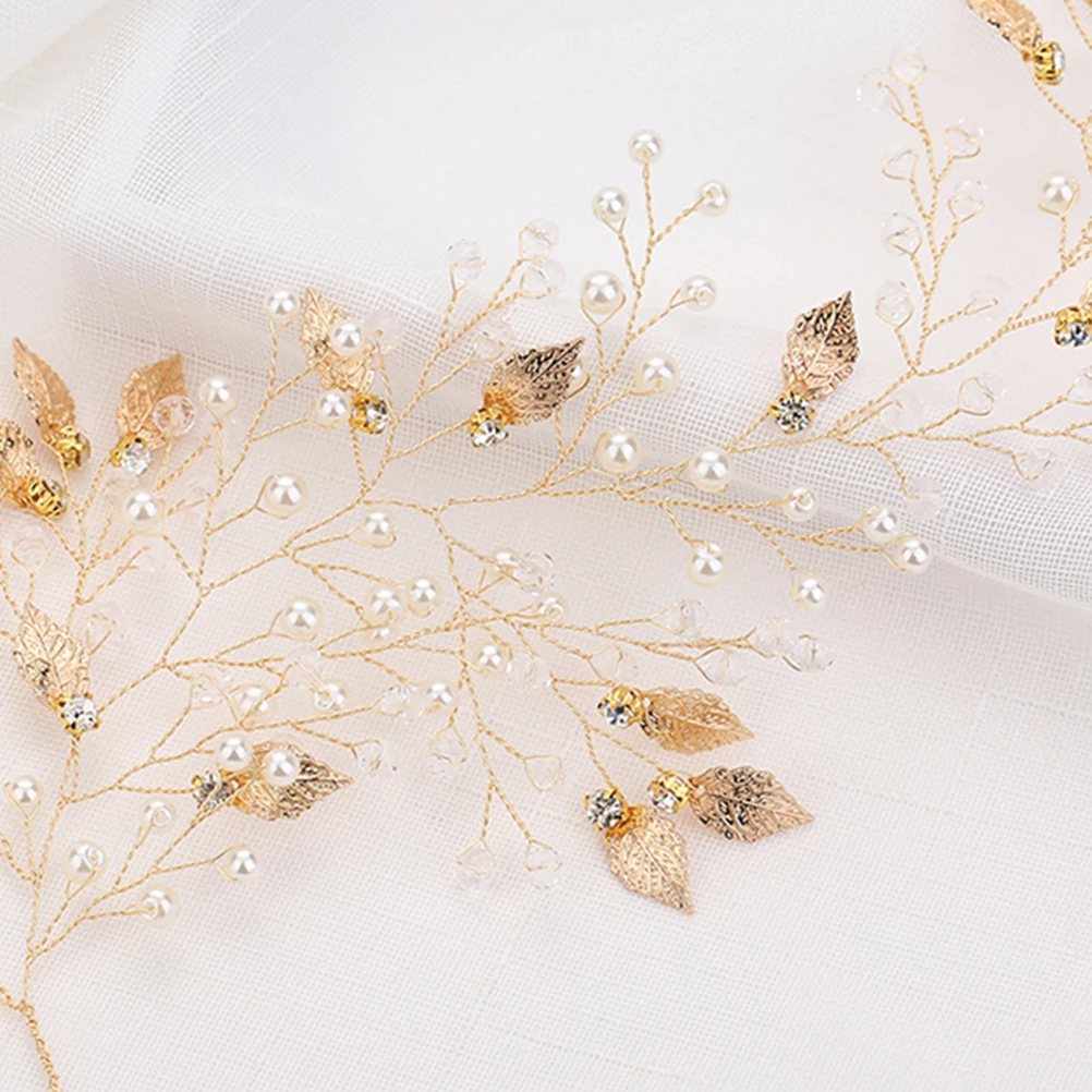 

Pearl Hair Headdress Bridal Accessories Wedding Headband Hair Vine Elegant Bead Shape Wire Wedding Headband Durability