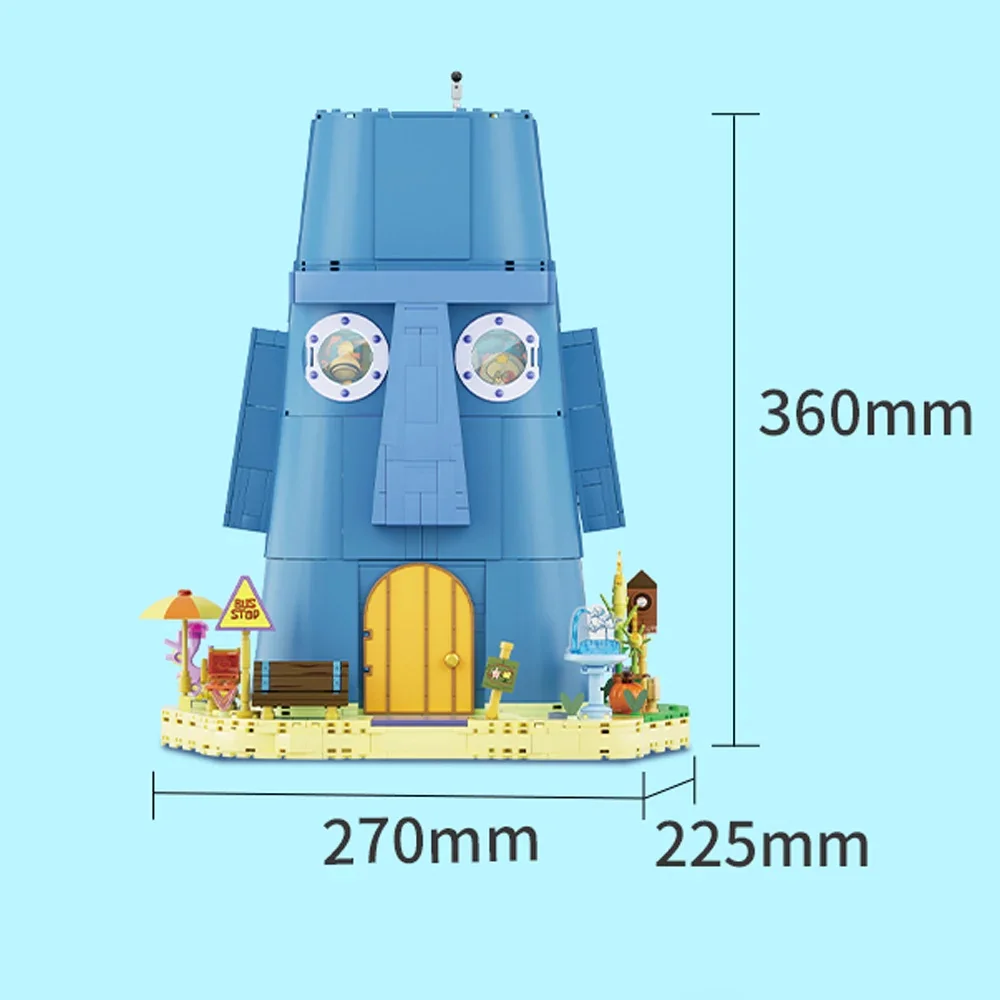 سبونجبوب سكوير بانتس سلسلة اللبنات Squidward منزل نموذج لجسم الطوب الإبداعية زخرفة DIY بها بنفسك تجميع اللعب هدية للطفل #6